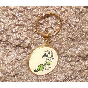 vintage metal BC comic snake with curve sign  Keychain Key Ring